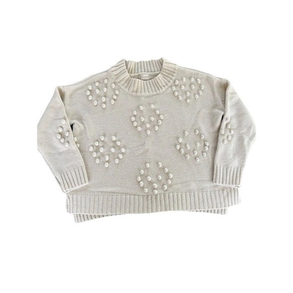 Women's Oatmeal Bobble Popcorn Knit Sweater Boxy Pullover Sz S Altar'd State